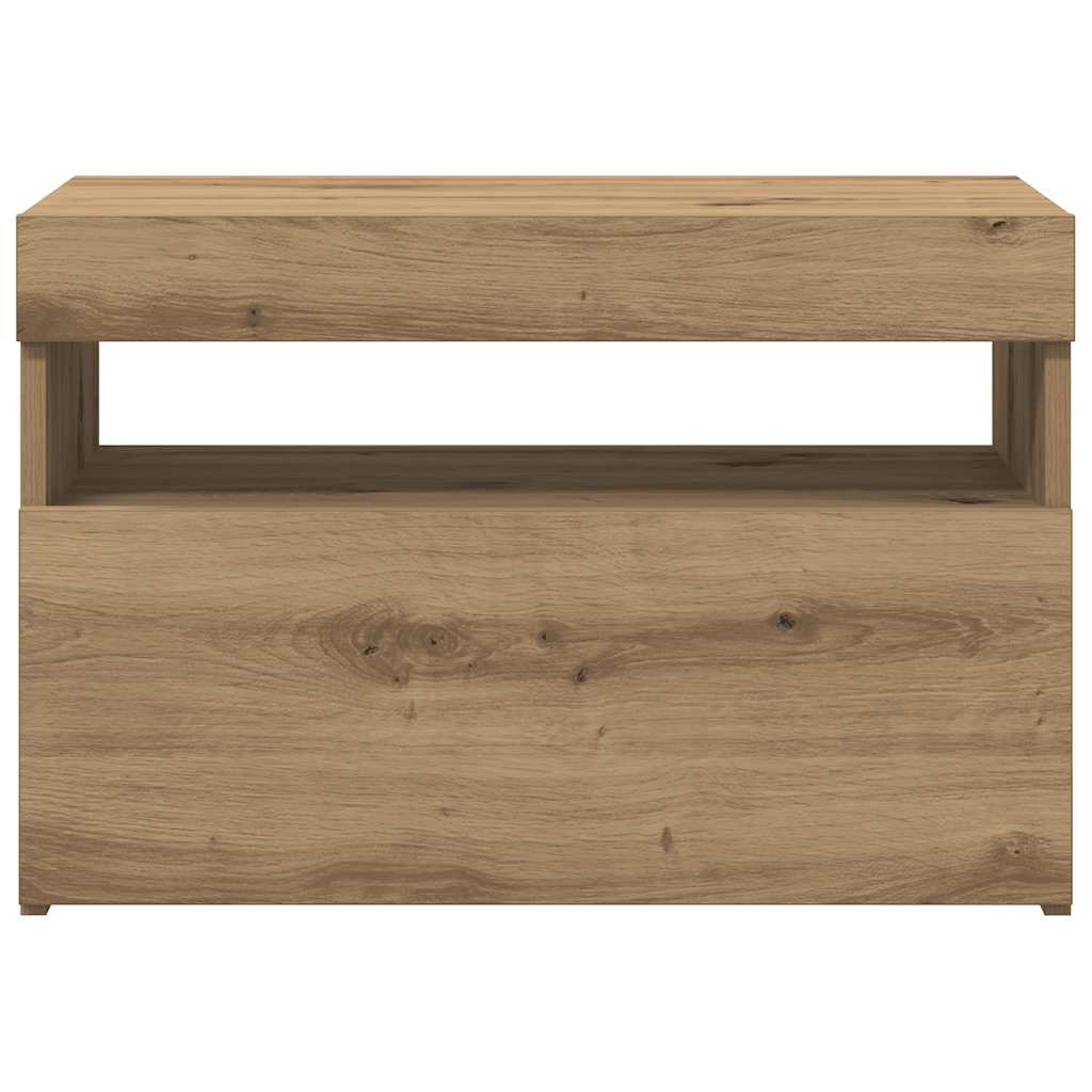 TV Cabinet with LED Lights Artisan Oak 60x35x40 cm Engineered Wood