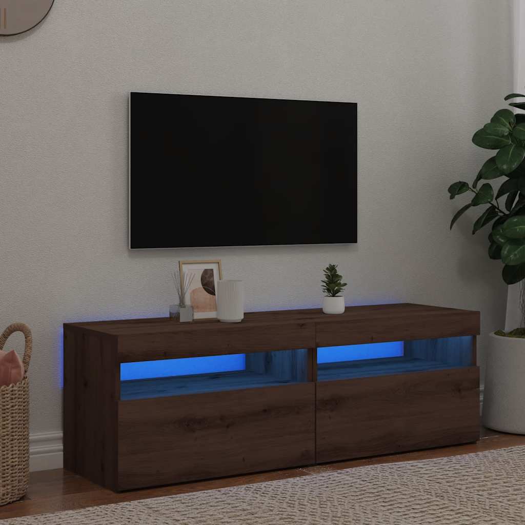TV Cabinets with LED Lights 2 pcs Artisan Oak Engineered Wood