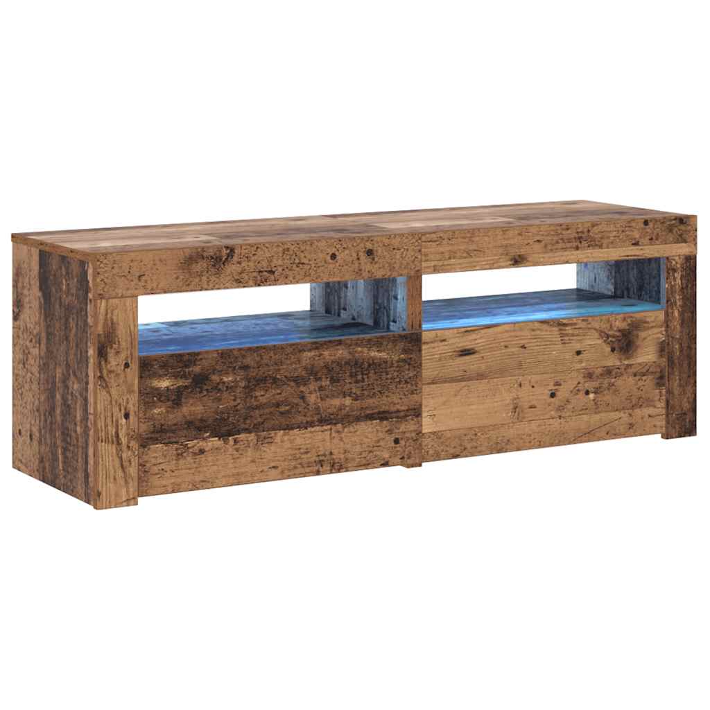 TV Cabinet with LED Lights Old Wood 120x35x40 cm Engineered Wood