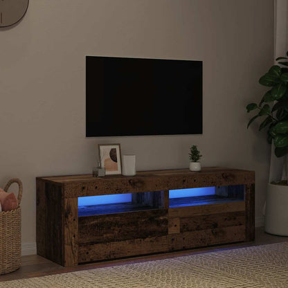 TV Cabinet with LED Lights Old Wood 120x35x40 cm Engineered Wood