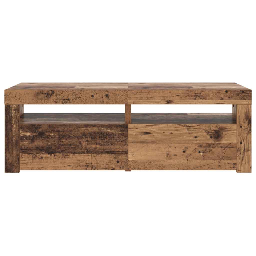 TV Cabinet with LED Lights Old Wood 120x35x40 cm Engineered Wood