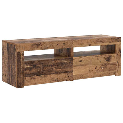 TV Cabinet with LED Lights Old Wood 120x35x40 cm Engineered Wood