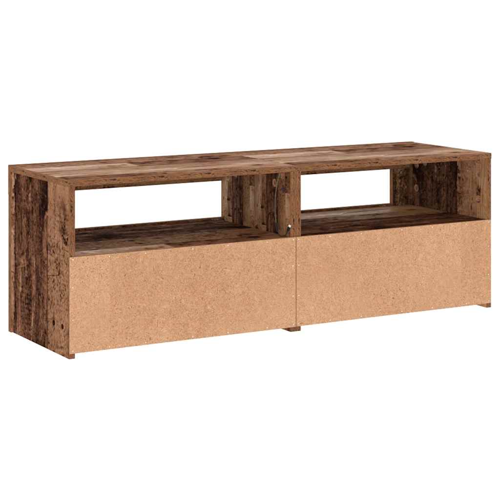 TV Cabinet with LED Lights Old Wood 120x35x40 cm Engineered Wood