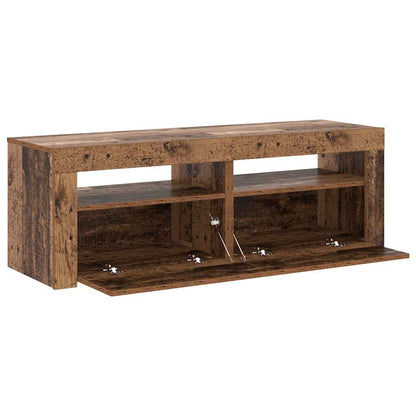 TV Cabinet with LED Lights Old Wood 120x35x40 cm Engineered Wood