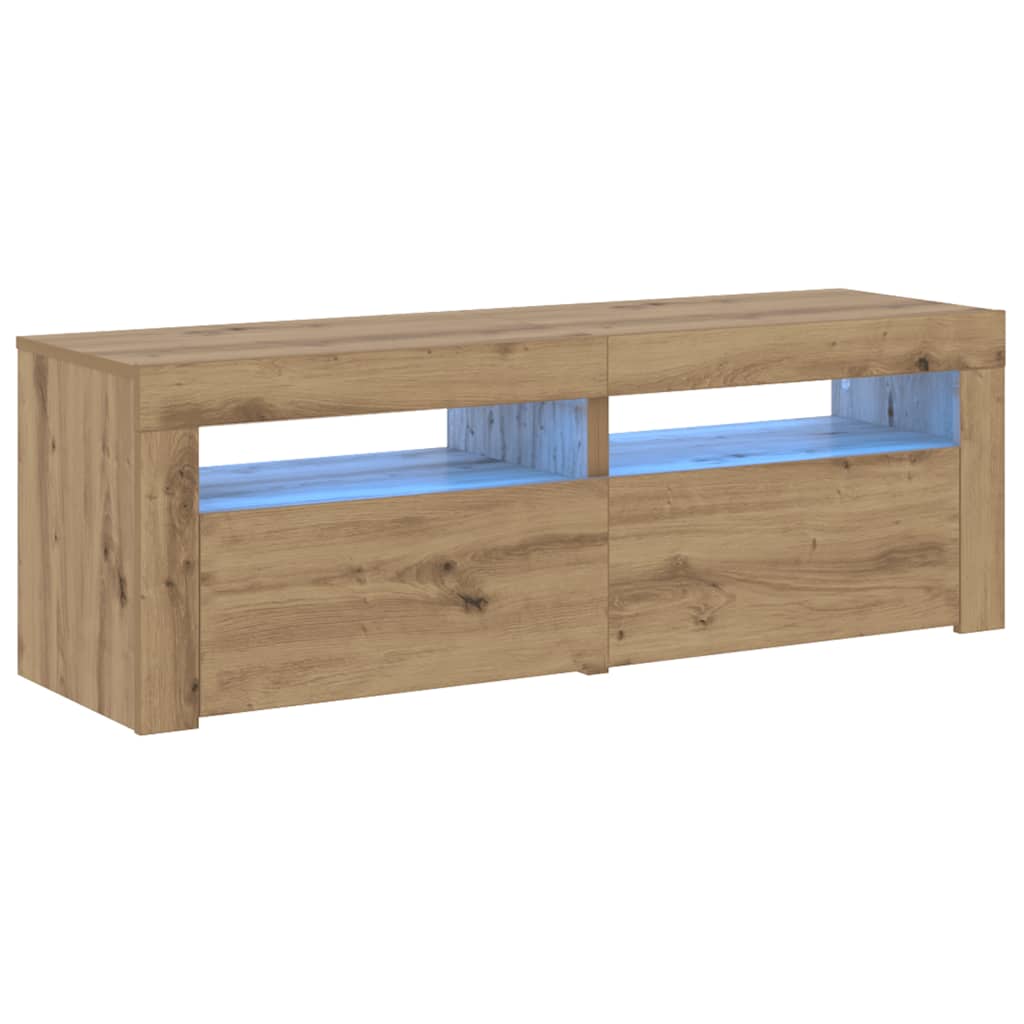 TV Cabinet with LED Lights Artisan Oak 120x35x40 cm Engineered Wood