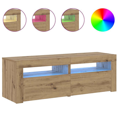 TV Cabinet with LED Lights Artisan Oak 120x35x40 cm Engineered Wood