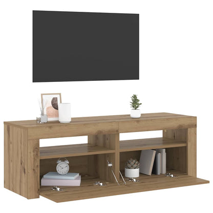 TV Cabinet with LED Lights Artisan Oak 120x35x40 cm Engineered Wood