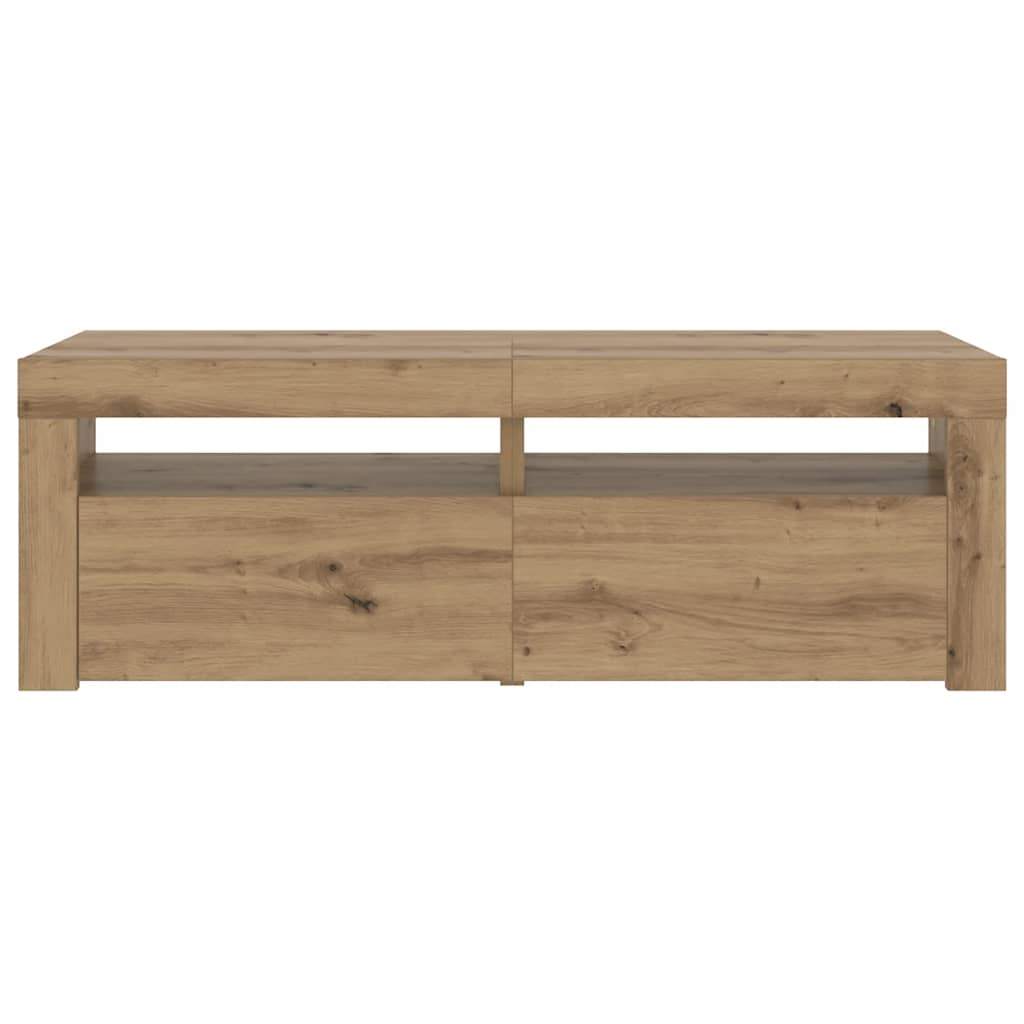 TV Cabinet with LED Lights Artisan Oak 120x35x40 cm Engineered Wood