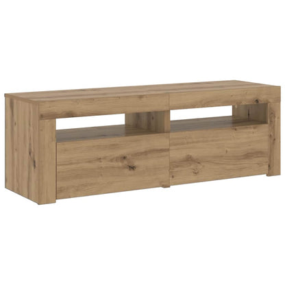 TV Cabinet with LED Lights Artisan Oak 120x35x40 cm Engineered Wood