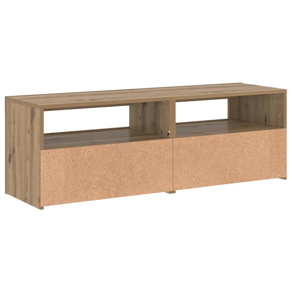 TV Cabinet with LED Lights Artisan Oak 120x35x40 cm Engineered Wood