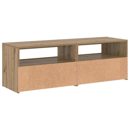 TV Cabinet with LED Lights Artisan Oak 120x35x40 cm Engineered Wood