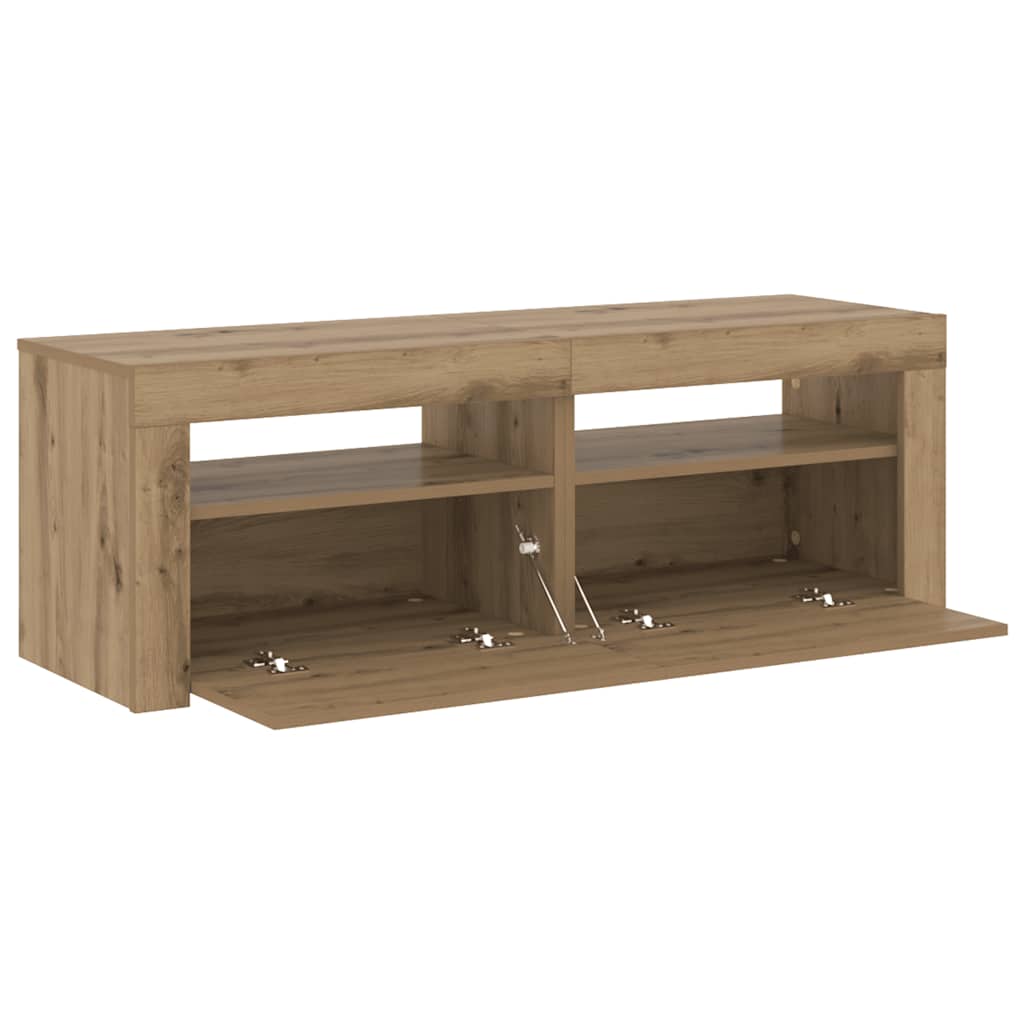 TV Cabinet with LED Lights Artisan Oak 120x35x40 cm Engineered Wood
