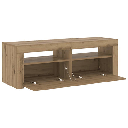 TV Cabinet with LED Lights Artisan Oak 120x35x40 cm Engineered Wood