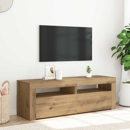 TV Cabinet with LED Lights Artisan Oak 120x35x40 cm Engineered Wood