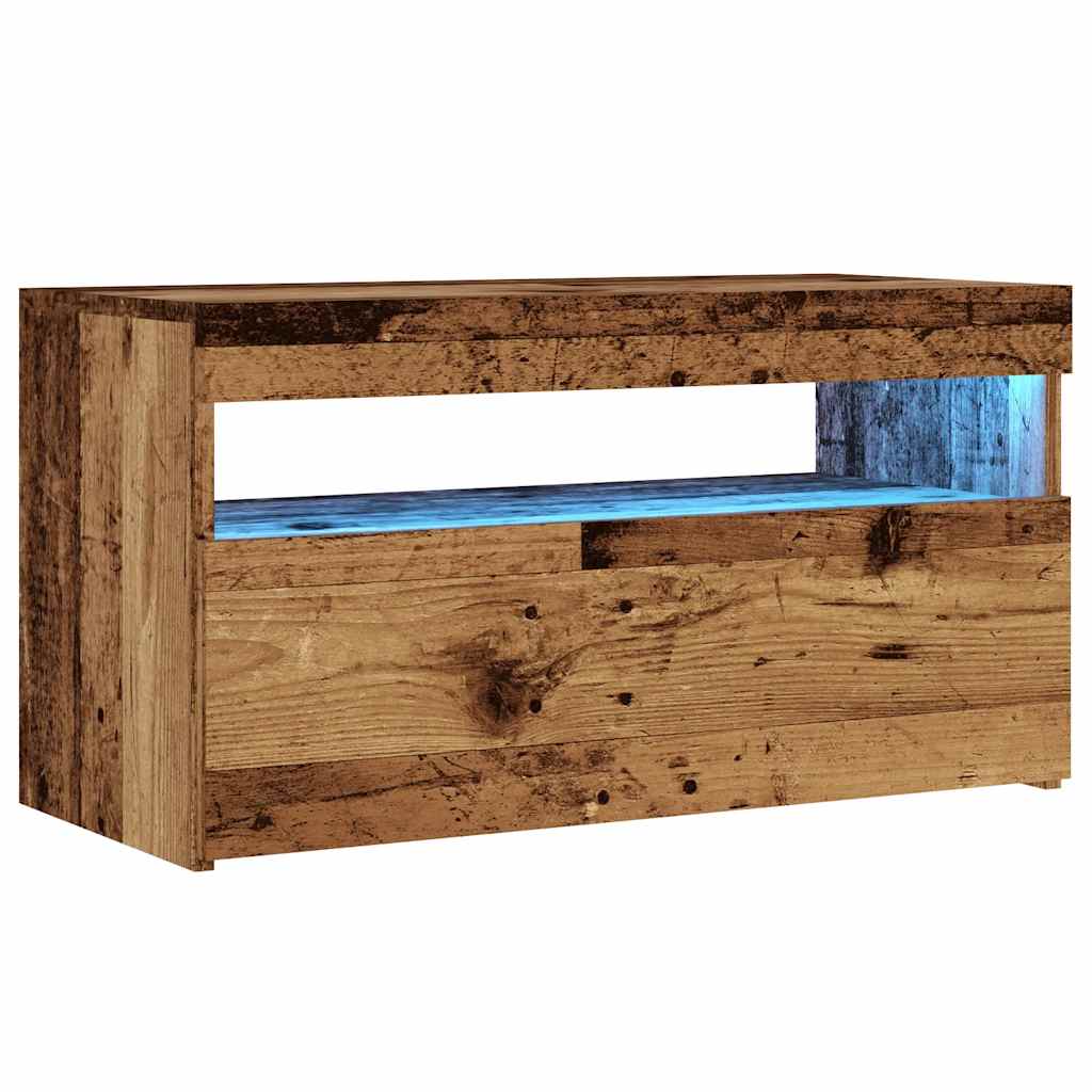 2 Piece TV Cabinet Set with LED Lights Old Wood Engineered Wood