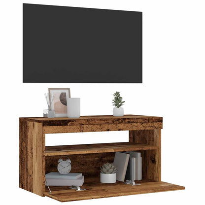 2 Piece TV Cabinet Set with LED Lights Old Wood Engineered Wood