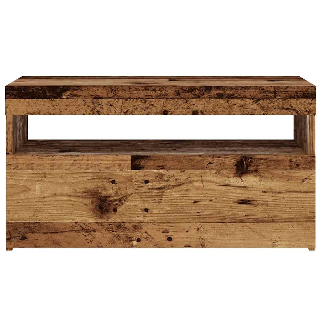 2 Piece TV Cabinet Set with LED Lights Old Wood Engineered Wood