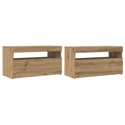 2 Piece TV Cabinet Set with LED Lights Artisan Oak Engineered Wood