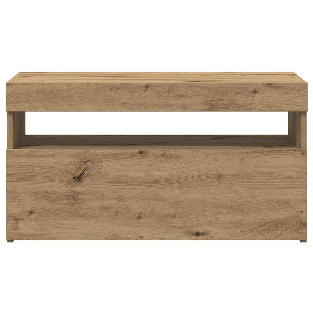2 Piece TV Cabinet Set with LED Lights Artisan Oak Engineered Wood