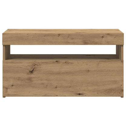2 Piece TV Cabinet Set with LED Lights Artisan Oak Engineered Wood
