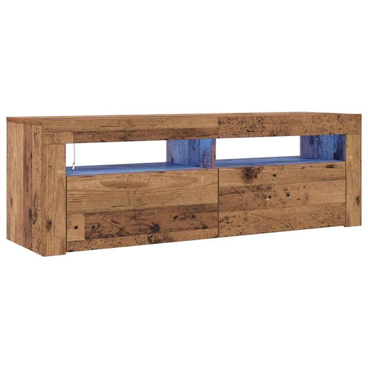 TV Cabinet with LED Lights Old Wood 120x35x40cm Engineered Wood