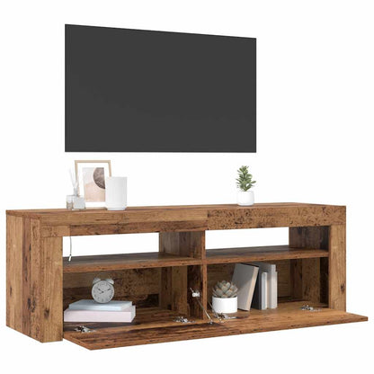 TV Cabinet with LED Lights Old Wood 120x35x40 cm Engineered Wood