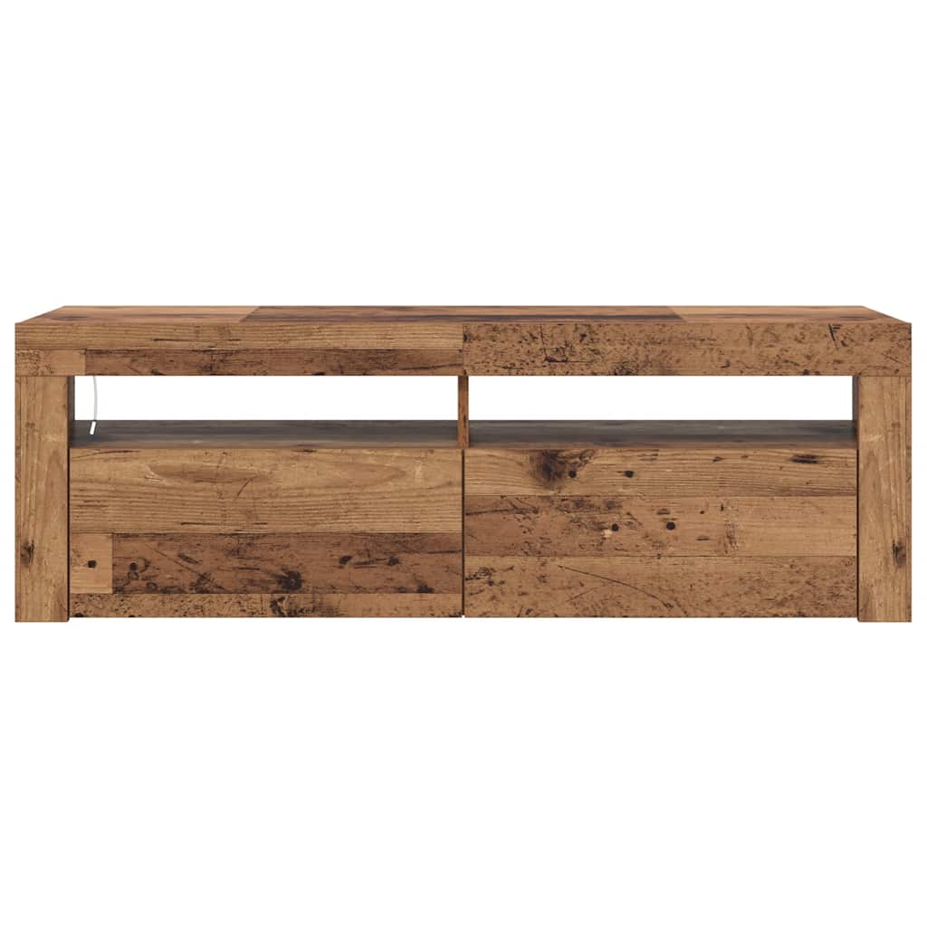 TV Cabinet with LED Lights Old Wood 120x35x40 cm Engineered Wood