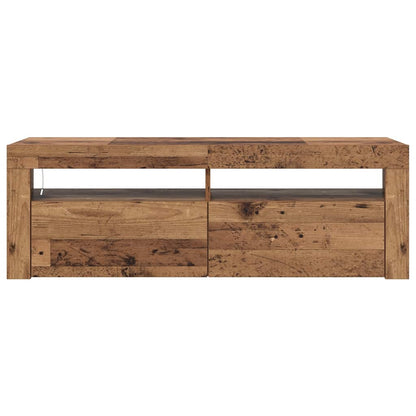 TV Cabinet with LED Lights Old Wood 120x35x40 cm Engineered Wood