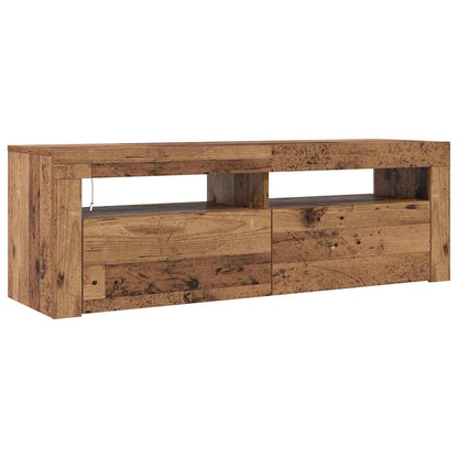 TV Cabinet with LED Lights Old Wood 120x35x40 cm Engineered Wood