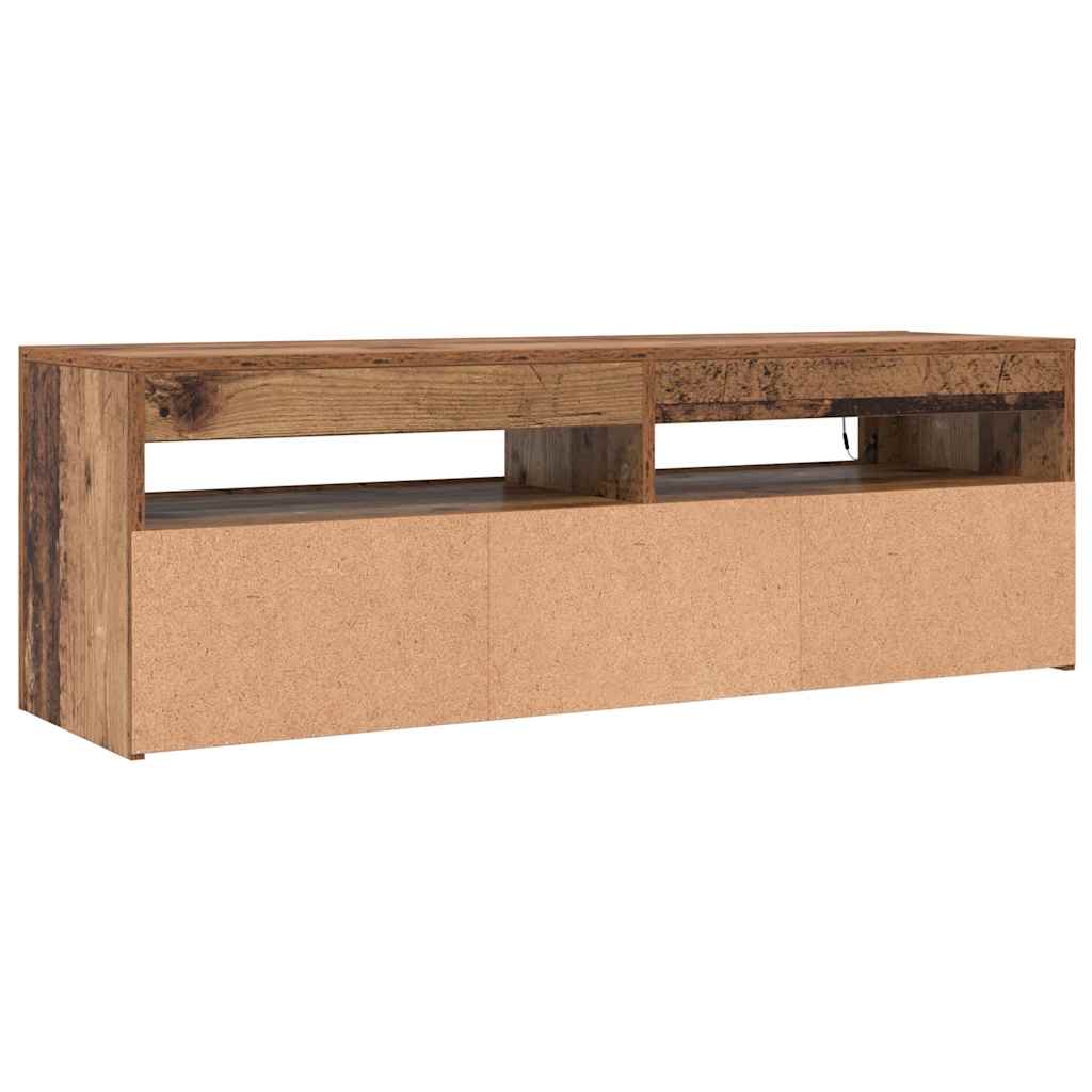 TV Cabinet with LED Lights Old Wood 120x35x40 cm Engineered Wood