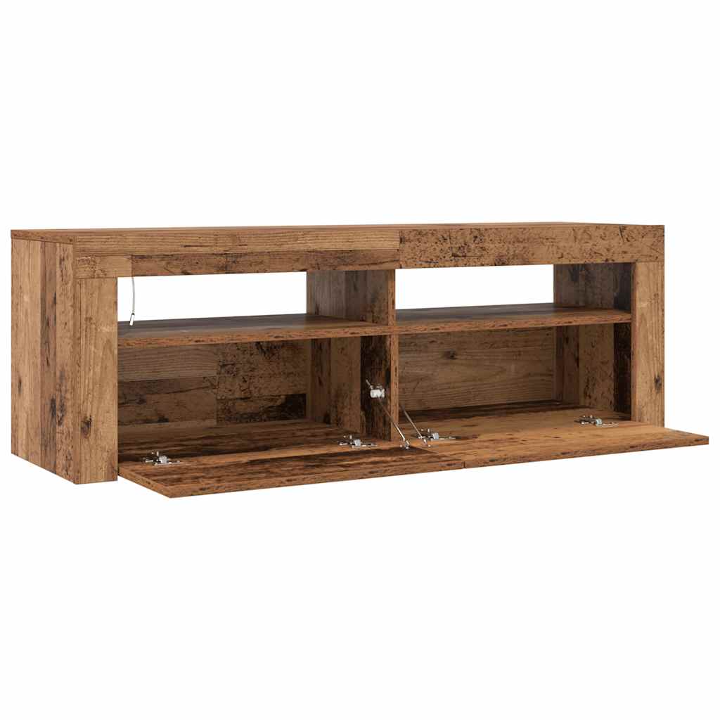 TV Cabinet with LED Lights Old Wood 120x35x40 cm Engineered Wood