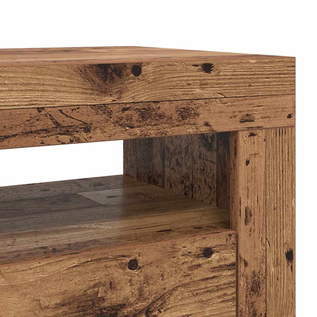 TV Cabinet with LED Lights Old Wood 120x35x40 cm Engineered Wood
