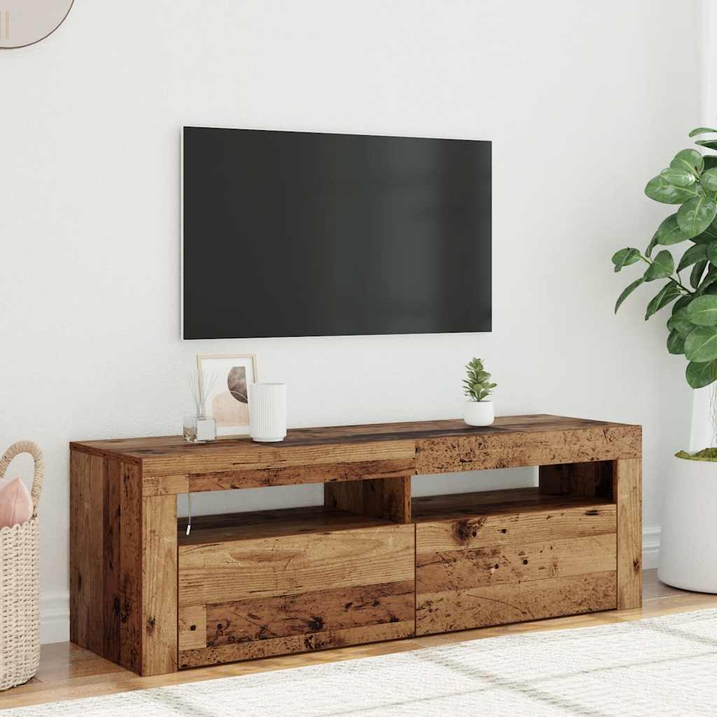 TV Cabinet with LED Lights Old Wood 120x35x40 cm Engineered Wood