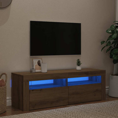 TV Cabinet with LED Lights Artisan Oak 120x35x40 cm Engineered Wood