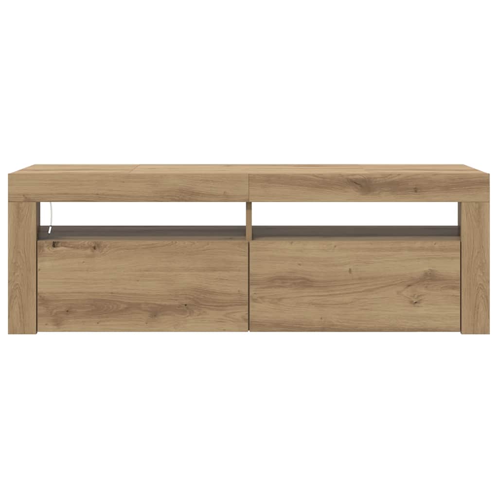 TV Cabinet with LED Lights Artisan Oak 120x35x40 cm Engineered Wood