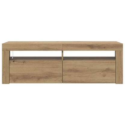 TV Cabinet with LED Lights Artisan Oak 120x35x40 cm Engineered Wood