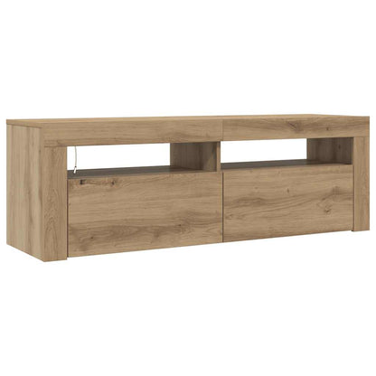 TV Cabinet with LED Lights Artisan Oak 120x35x40 cm Engineered Wood