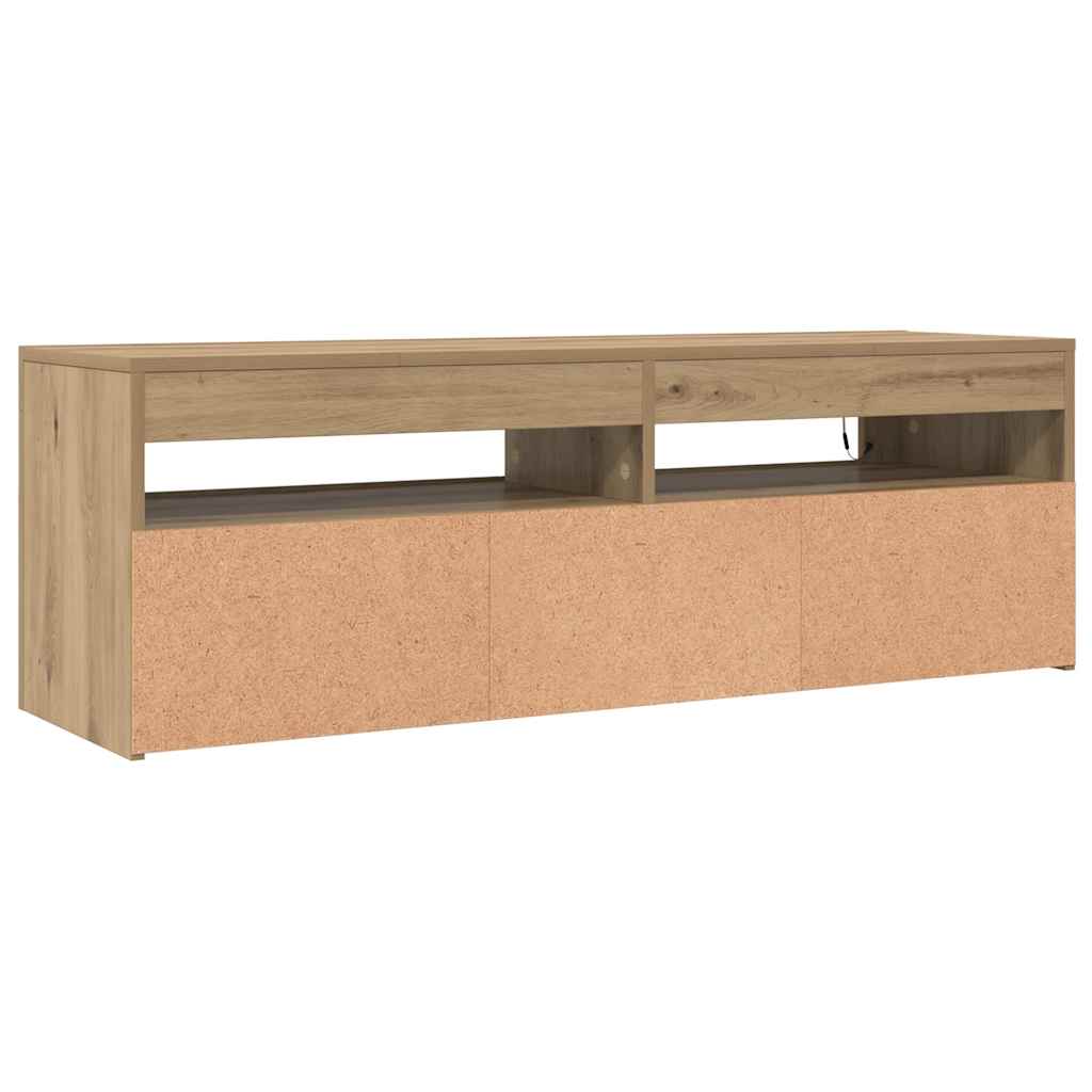 TV Cabinet with LED Lights Artisan Oak 120x35x40 cm Engineered Wood