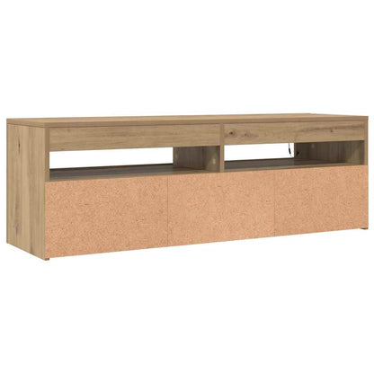 TV Cabinet with LED Lights Artisan Oak 120x35x40 cm Engineered Wood