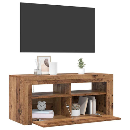 TV Cabinet with LED Lights Old Wood 90x35x40 cm Engineered Wood