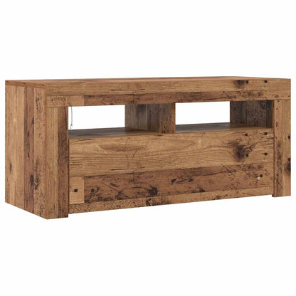 TV Cabinet with LED Lights Old Wood 90x35x40 cm Engineered Wood