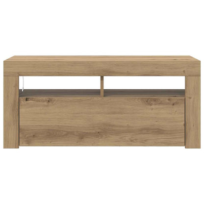 TV Cabinet with LED Lights Artisan Oak 90x35x40 cm Engineered Wood