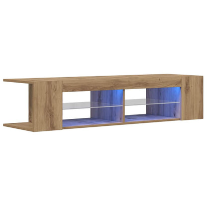 TV Cabinet with LED Lights Artisan Oak 135x39x30 cm Engineered Wood