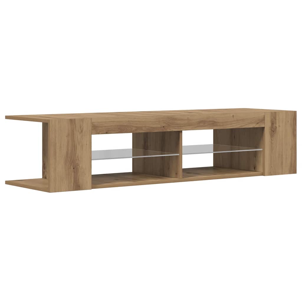TV Cabinet with LED Lights Artisan Oak 135x39x30 cm Engineered Wood