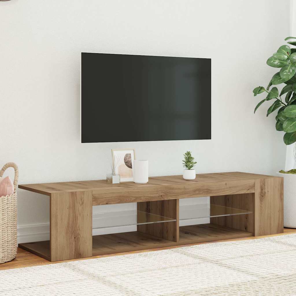 TV Cabinet with LED Lights Artisan Oak 135x39x30 cm Engineered Wood