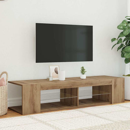 TV Cabinet with LED Lights Artisan Oak 135x39x30 cm Engineered Wood