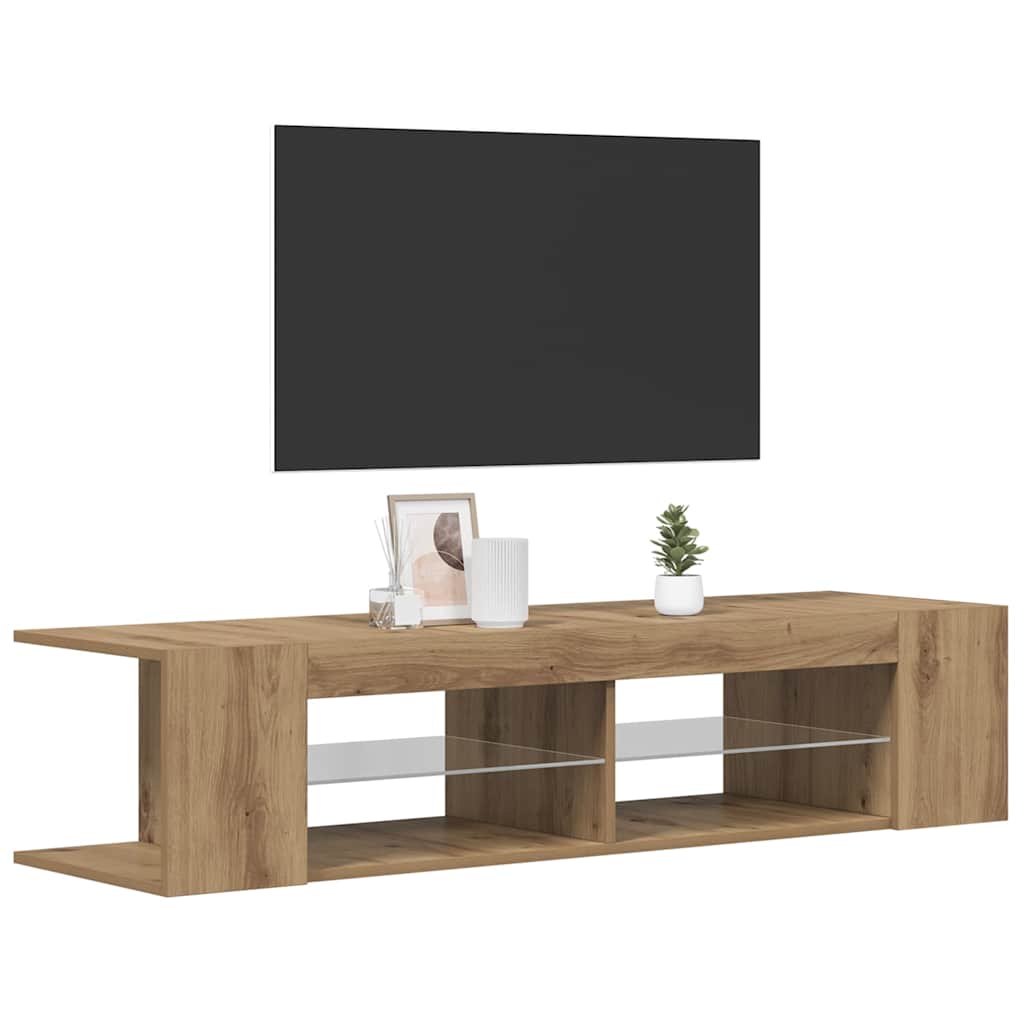 TV Cabinet with LED Lights Artisan Oak 135x39x30 cm Engineered Wood