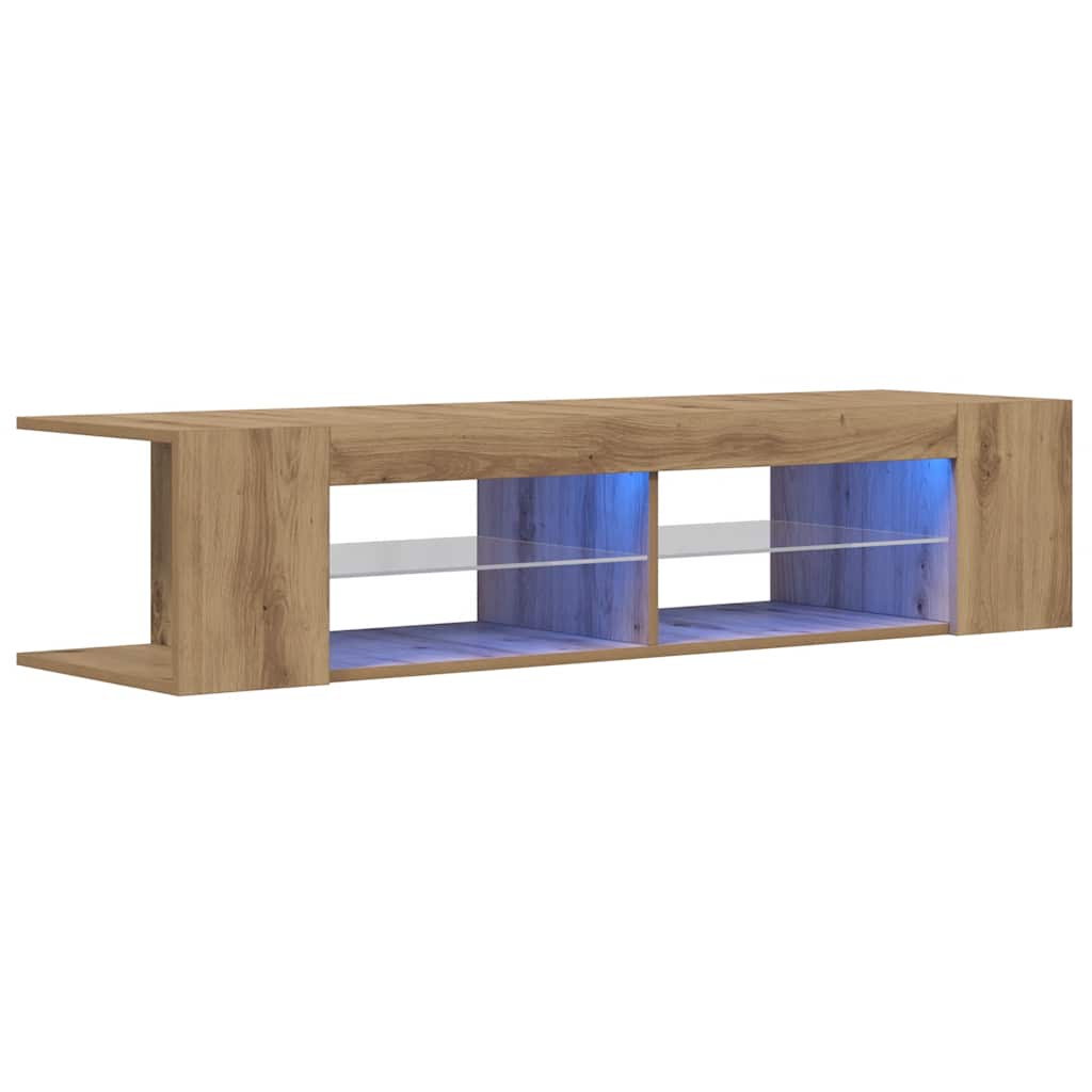 TV Cabinet with LED Lights Artisan Oak 135x39x30 cm Engineered Wood