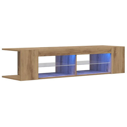 TV Cabinet with LED Lights Artisan Oak 135x39x30 cm Engineered Wood