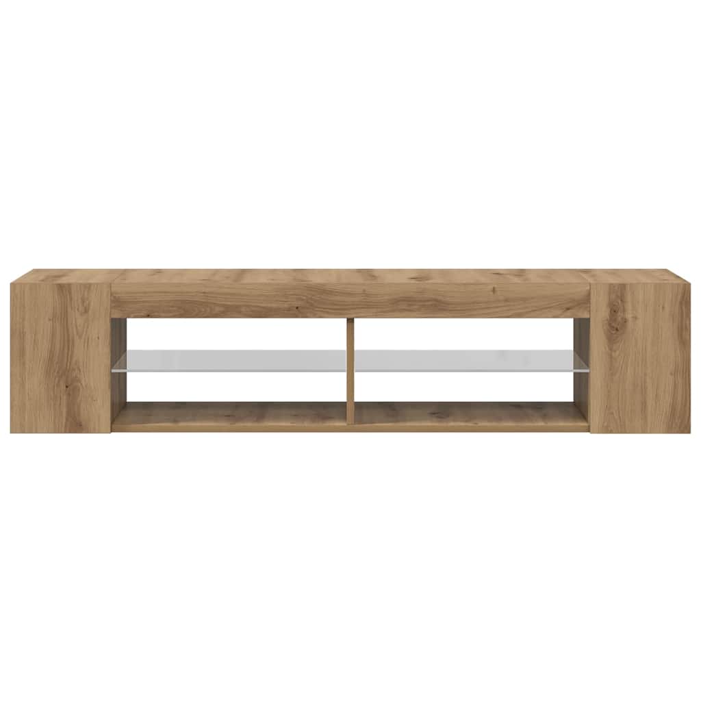 TV Cabinet with LED Lights Artisan Oak 135x39x30 cm Engineered Wood